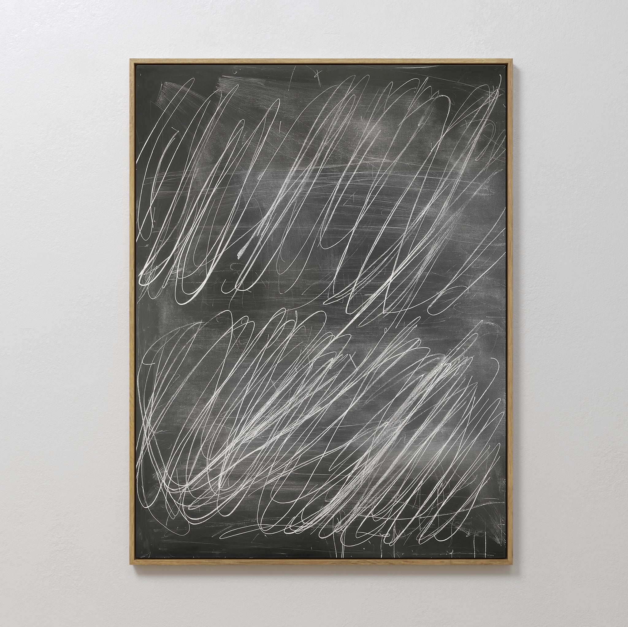 Original hand painted charcoal black white looping abstract oil painting canvas wall art, nordic scandinavian elegant luxury modern home decor interio
