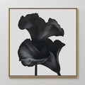 Original hand painted black botanical flower silhouette oil painting canvas wall art, nordic scandinavian elegant luxury minimalist modern living room