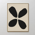 Original hand painted black organic four-petal bloom oil painting canvas wall art, nordic scandinavian elegant minimalist luxury modern home decor int