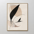 Original hand painted black beige botanical silhouette oil painting canvas wall art, nordic scandinavian elegant luxury minimalist modern living room