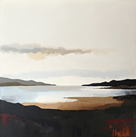 Amber Stillness Coastal Soft Painting Art - Square