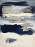 Midnight Ebb Coastal Abstract Painting Art - Vertical