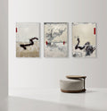 Original hand painted ivory charcoal abstract triptych oil painting canvas wall art, nordic scandinavian elegant luxury modern living r