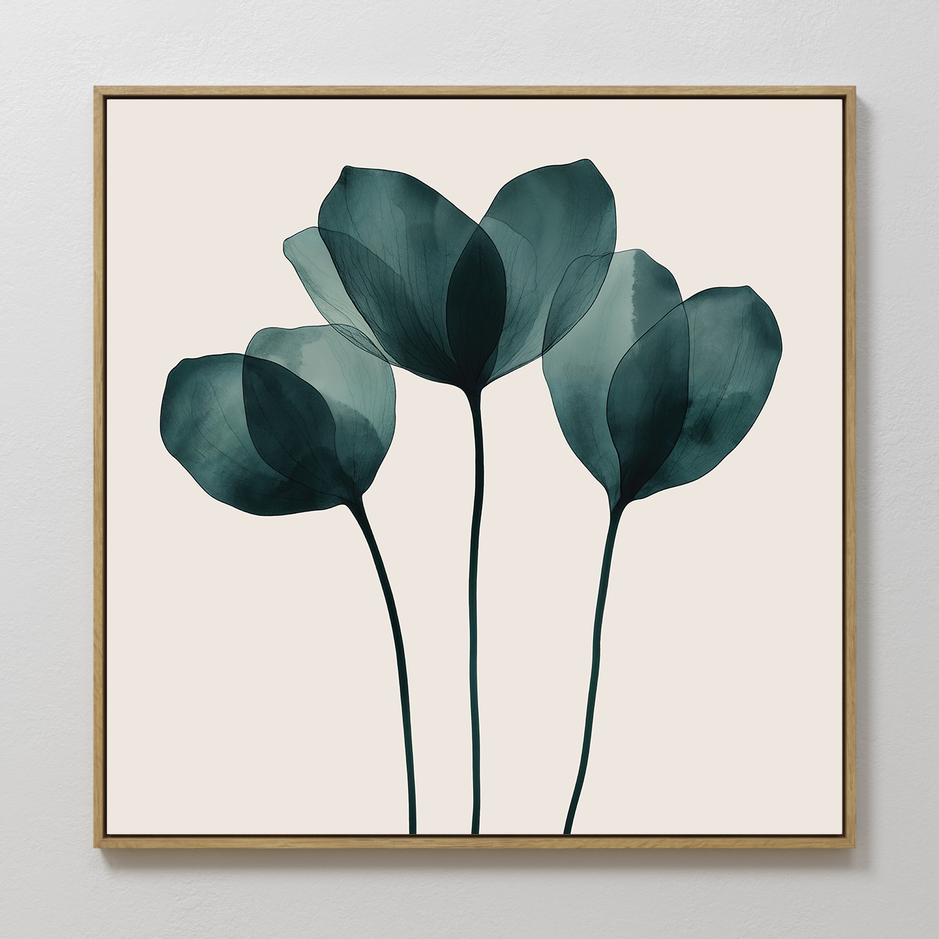 Teal Bloom Organic Painting Art - Square