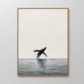 Hand painted original humpback whale breaching ocean oil painting canvas wall art, nordic scandinavian minimalist elegant luxury coastal modern home d