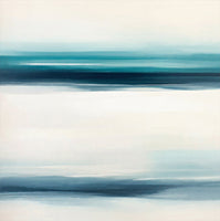 Teal Drift Coastal Pale Painting Art - Square