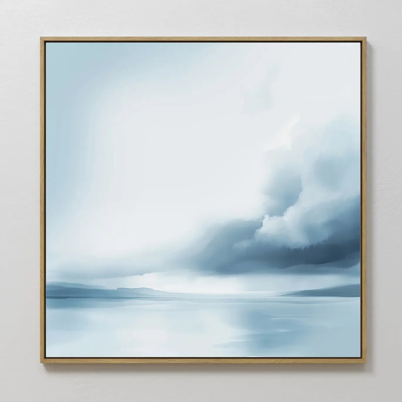Original hand painted ice blue grey stormy cloud seascape oil painting canvas wall art, nordic scandinavian elegant minimalist luxury modern home deco