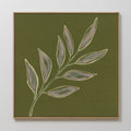 Original hand painted olive green botanical branch oil painting canvas wall art, nordic scandinavian elegant luxury minimalist modern living room home