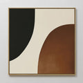 Hand painted original black sienna ivory curved abstract oil painting canvas wall art, nordic scandinavian elegant luxury modern living room home deco