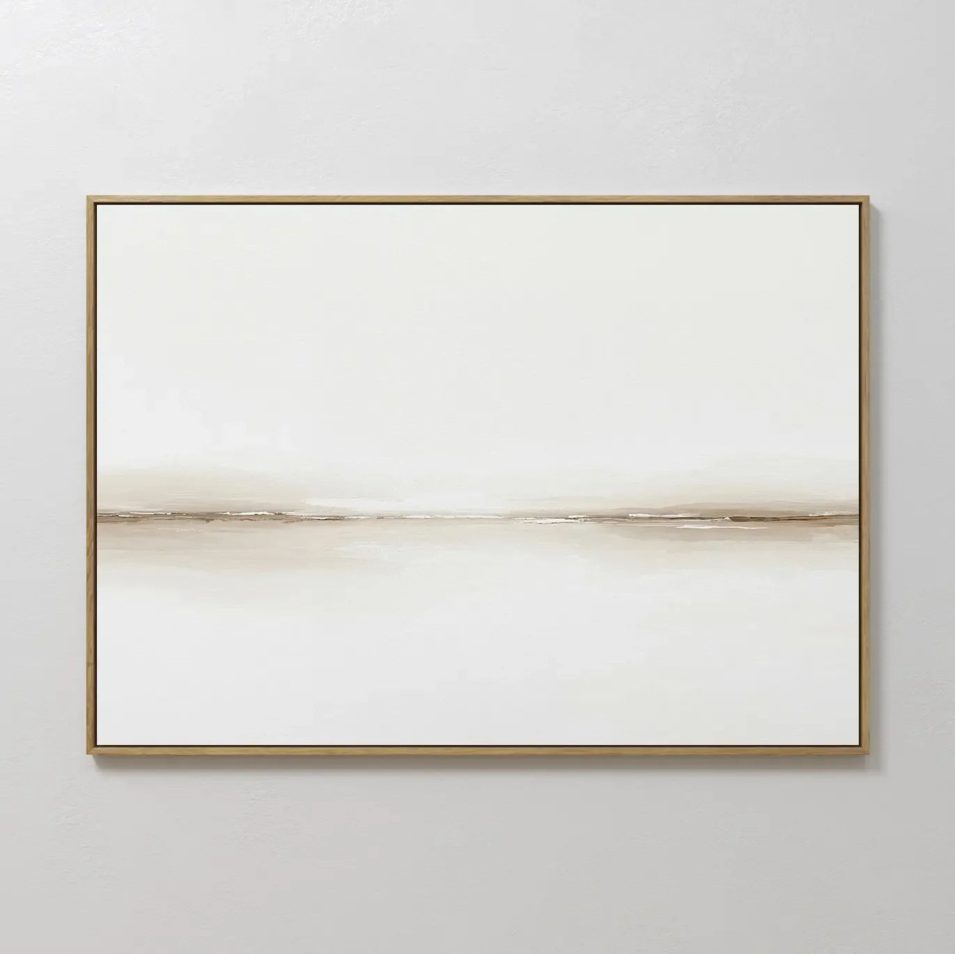Original hand painted ivory cream beige horizon oil painting canvas wall art, nordic scandinavian minimalist elegant luxury modern living room home de