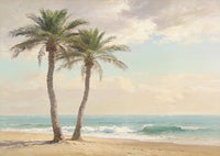 Teal Sway Coastal Painting Art - Horizontal