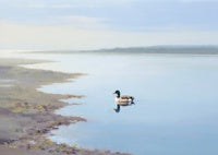 Mist Solitude Coastal Warm Painting Art - Horizontal