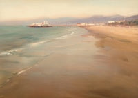 Golden Reverie Coastal Painting Art - Horizontal