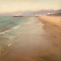 Golden Reverie Coastal Deep Painting Art - Square