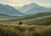 Sage Solitude Atmospheric Soft Painting Art - Horizontal