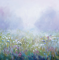 Mist Bloom Atmospheric Soft Painting Art - Square
