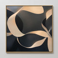 Original hand painted black charcoal gold flowing ribbon abstract oil painting canvas wall art, nordic scandinavian elegant luxury modern interior des