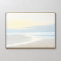 Original hand painted ivory pale blue coastal seascape oil painting canvas wall art, nordic scandinavian elegant luxury minimalist modern living room