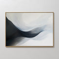 Original hand painted black grey ivory flowing abstract oil painting canvas wall art, nordic scandinavian elegant luxury minimalist modern living room