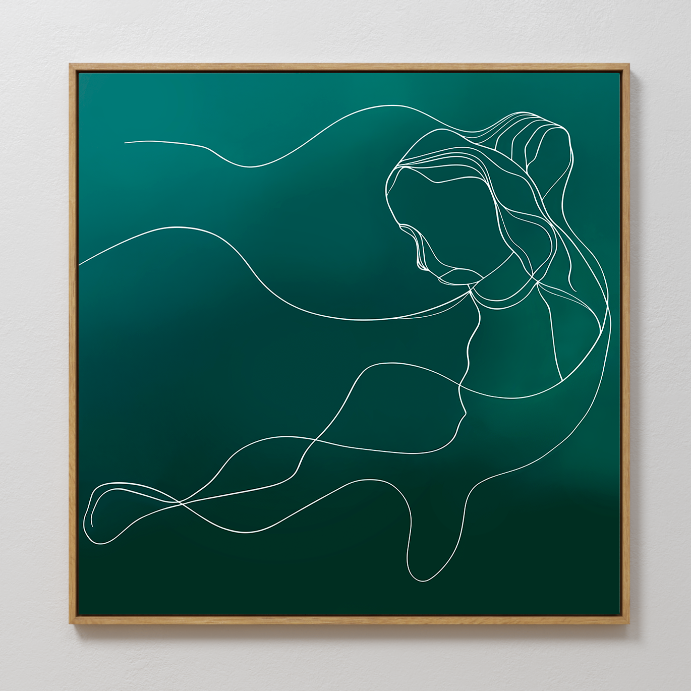 Teal Reverie Organic Painting Art - Square