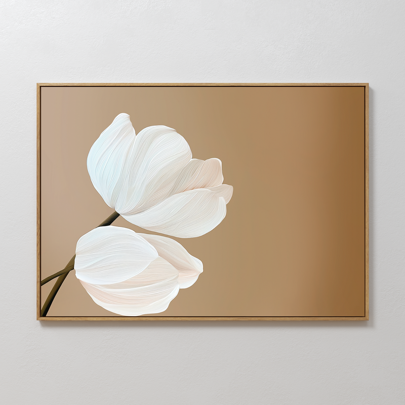 Pearl Bloom Botanical Deep Painting Art - Horizontal