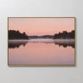 Original hand painted blush pink misty lake sunrise oil painting canvas wall art, nordic scandinavian elegant luxury minimalist modern living room hom