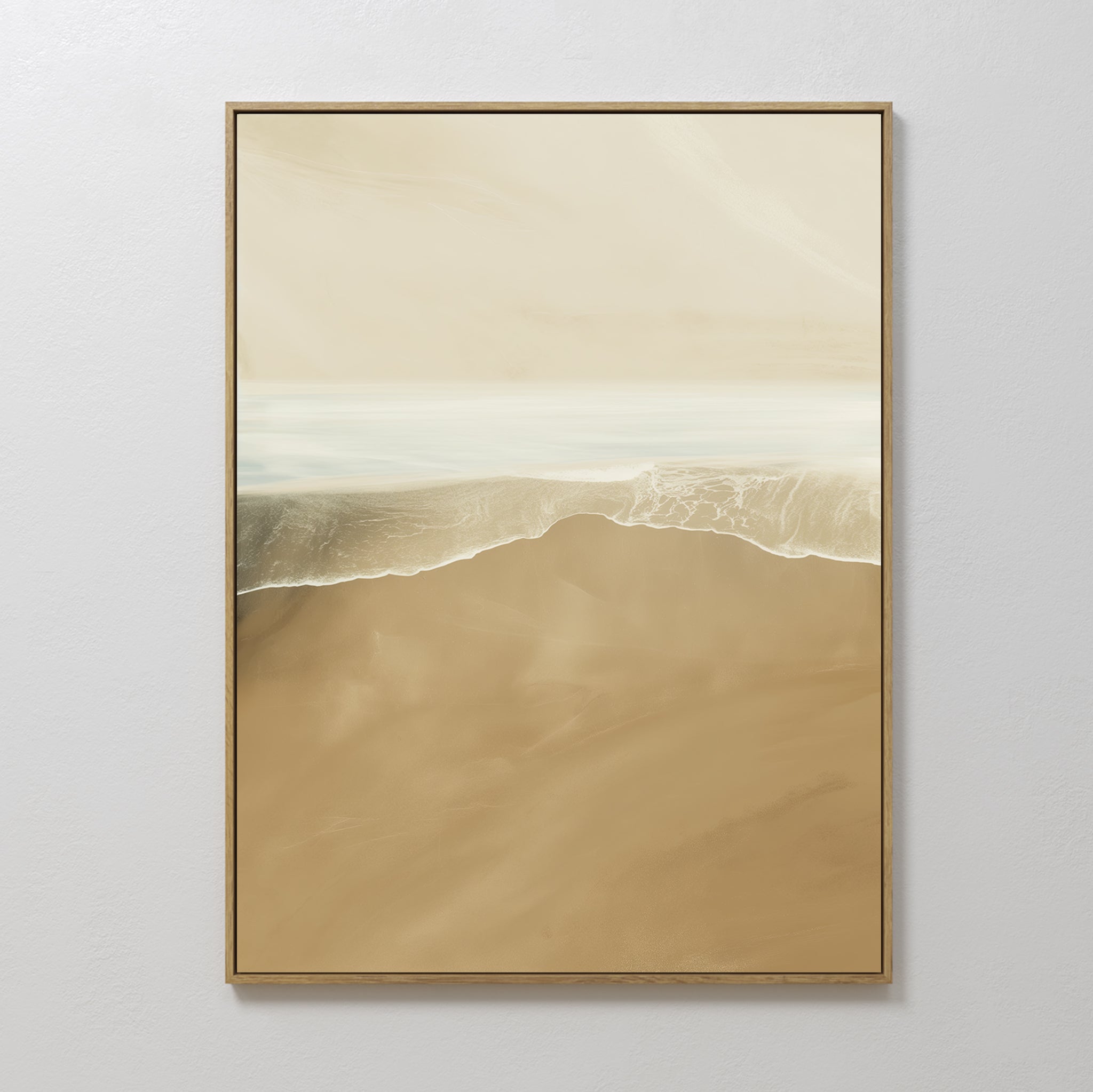 Original hand painted golden sandy beach ocean wave oil painting canvas wall art, nordic scandinavian minimalist elegant luxury modern coastal home de