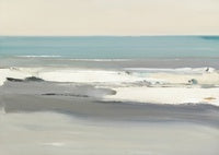 Teal Ebb Coastal Atmospheric Painting Art - Horizontal