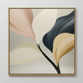 Original hand painted blush ivory navy gold organic botanical abstract oil painting canvas wall art, nordic scandinavian elegant luxury modern home de