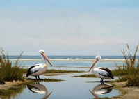 Pearl Stillness Coastal Bold Painting Art - Horizontal