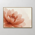 Hand painted original terracotta coral dahlia botanical oil painting canvas wall art, nordic scandinavian elegant luxury minimalist modern bedroom hom