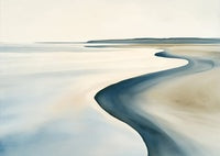 Sand Ebb Coastal Atmospheric Painting Art - Horizontal
