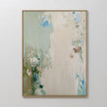 Original hand painted sage green cream abstract floral oil painting canvas wall art, nordic scandinavian elegant luxury minimalist modern living room