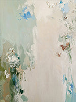 Sage Bloom Atmospheric Painting Art - Vertical