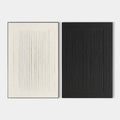 Original hand painted ivory black textured vertical line oil painting set of 2 canvas wall art nordic scandinavian minimalist elegant l