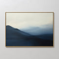 Original hand painted navy blue misty mountain oil painting canvas wall art, nordic scandinavian elegant luxury minimalist modern living room home dec