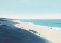 Teal Solitude Coastal Painting Art - Horizontal