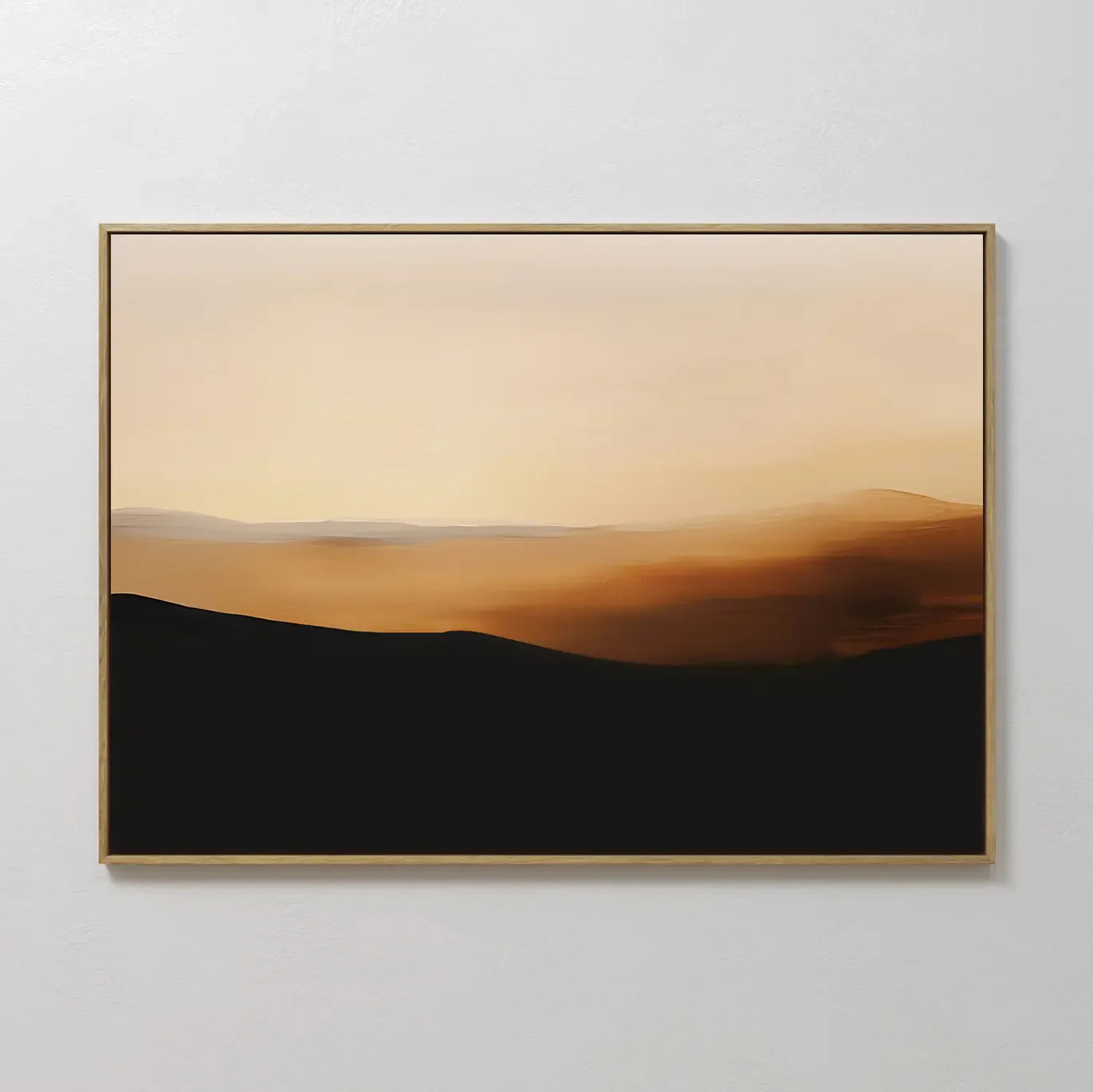 Original hand painted amber burnt orange black silhouette landscape oil painting canvas wall art, nordic scandinavian elegant luxury modern home decor