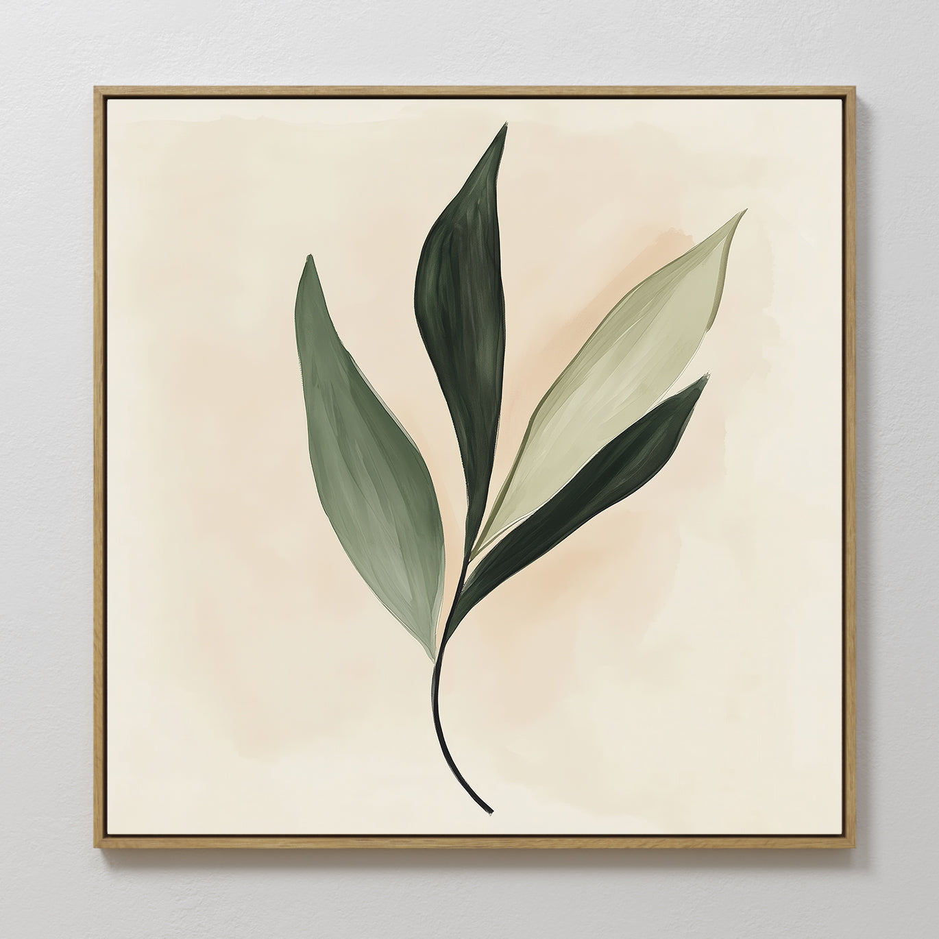 Original hand painted sage green botanical oil painting canvas wall art, nordic scandinavian minimalist elegant luxury modern living room home decor i
