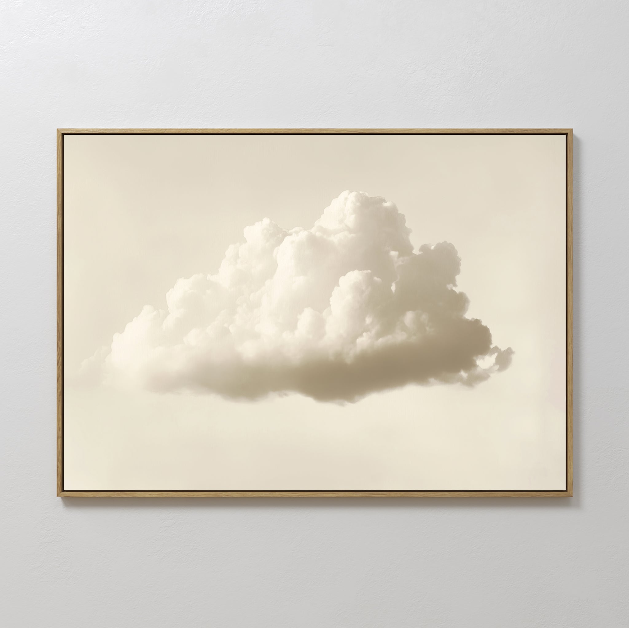 Original hand painted ivory cream cumulus cloud oil painting canvas wall art, nordic scandinavian minimalist elegant luxury modern living room home de