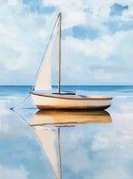 Pearl Stillness Coastal Pure Painting Art - Vertical