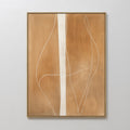 Hand painted original golden amber abstract oil painting canvas wall art, white flowing organic lines, nordic scandinavian elegant luxury modern home