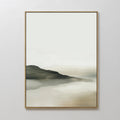 Original hand painted sage green and ivory misty mountain landscape oil painting canvas wall art, nordic scandinavian elegant luxury minimalist modern