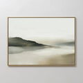 Original hand painted sage green ivory misty mountain landscape oil painting canvas wall art, nordic scandinavian elegant luxury minimalist modern hom