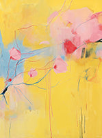Golden Bloom Atmospheric Abstract Painting Art - Vertical