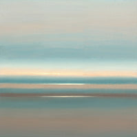 Teal Stillness Coastal Pale Painting Art - Square