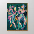 Original hand painted teal pink abstract oil painting canvas wall art, dynamic brushstrokes nordic scandinavian elegant luxury modern living room home
