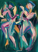 Teal Sway Abstract Painting Art - Vertical