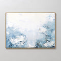 Original hand painted soft blue white abstract floral oil painting canvas wall art, nordic scandinavian elegant luxury minimalist coastal modern home