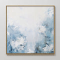 Hand painted original blue white abstract floral oil painting canvas wall art, nordic scandinavian elegant luxury modern coastal bedroom living room h